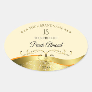 Classy Wavy Gold Decor Light Peach Monogram Label