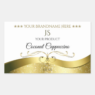 Classy Wavy Gold Decor Light White Monogram Label
