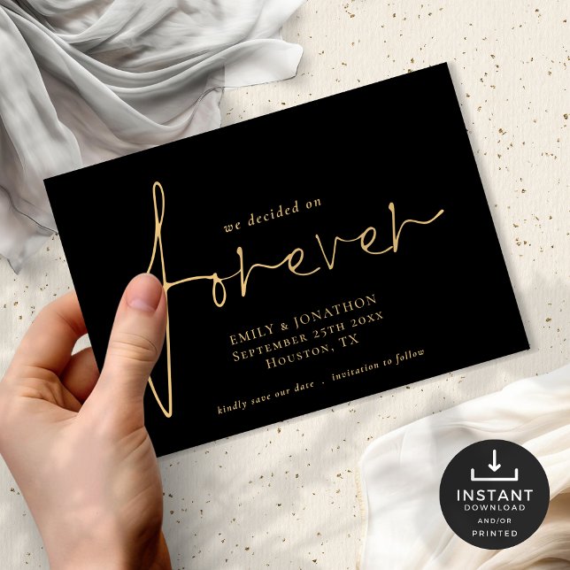 Classy We Decided On Forever Gold Black Save The Date (Creator Uploaded)