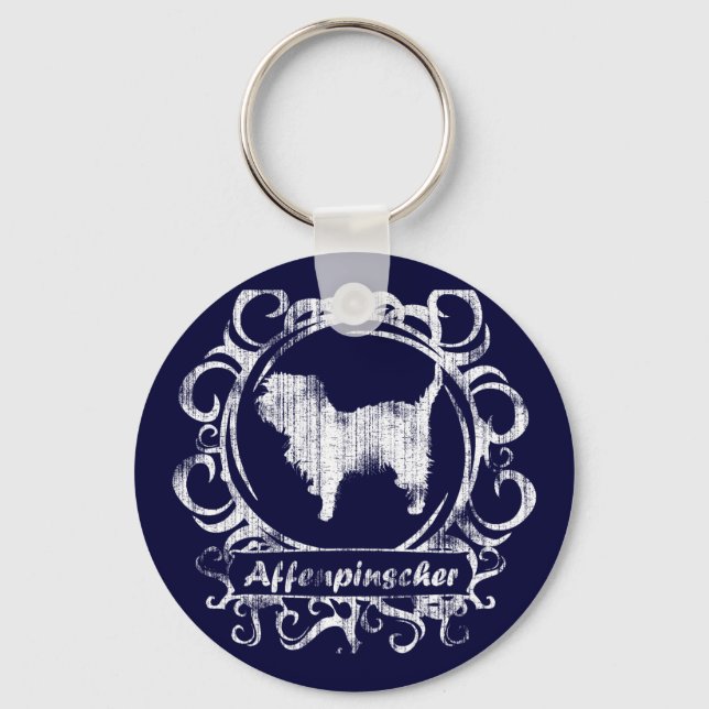 Classy Weathered Affenpinscher Keychain (Front)