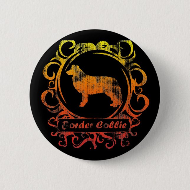 Classy Weathered Border Collie Button (Front)