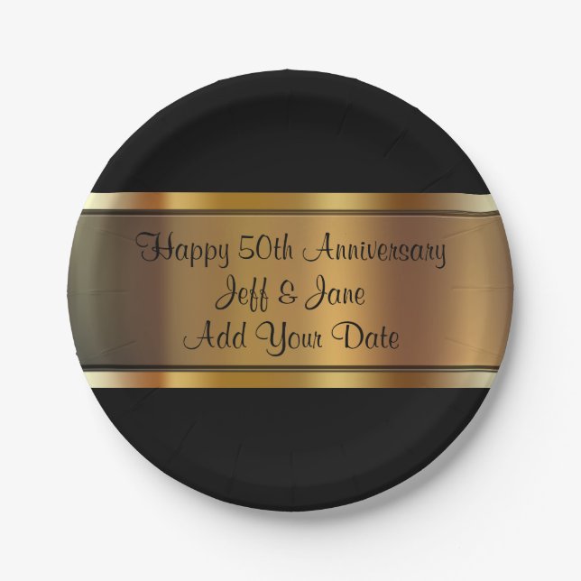 Classy Wedding Anniversary Paper Plates (Front)