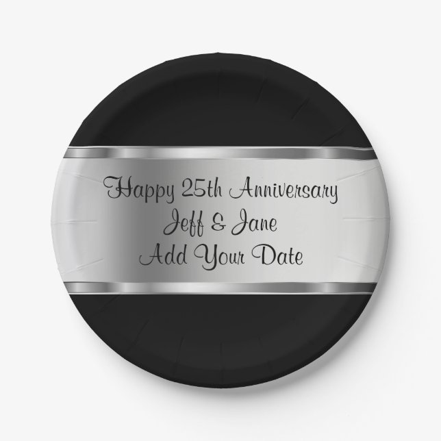 Classy Wedding Anniversary Paper Plates (Front)