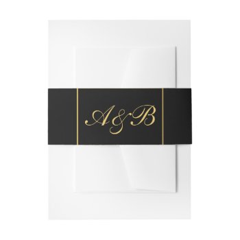 Classy Wedding Belly Band Gold Initials Black by Vineyard at Zazzle