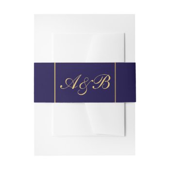Classy Wedding Belly Band Gold Initials Blue by Vineyard at Zazzle