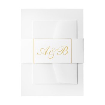 Classy Wedding Belly Band Gold Initials White by Vineyard at Zazzle