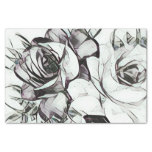 Classy Wedding Black White Rose Floral Pattern Tissue Paper at Zazzle