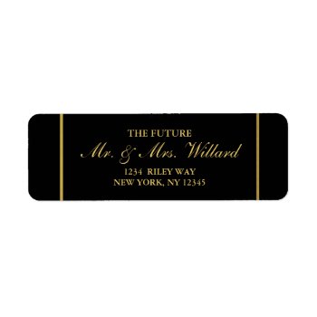 Classy Wedding Gold Foil - Black Return Address Label by Vineyard at Zazzle