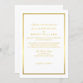 Classy Wedding Invitation Gold Foil - White (Front/Back)