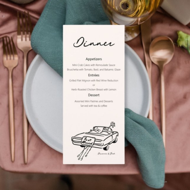 Classy Wedding menu with just married drawing  (Creator Uploaded)