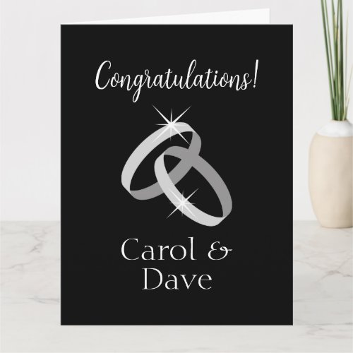 Classy wedding rings black and white greeting card