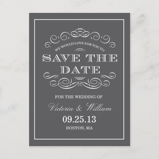 CLASSY WEDDING  | SAVE THE DATE ANNOUNCEMENT POSTCARD (Front)