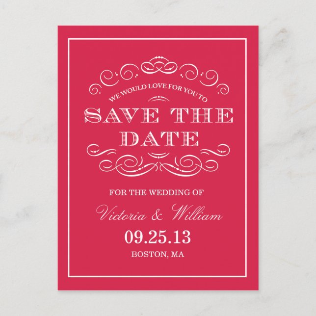 CLASSY WEDDING  | SAVE THE DATE ANNOUNCEMENT POSTCARD (Front)