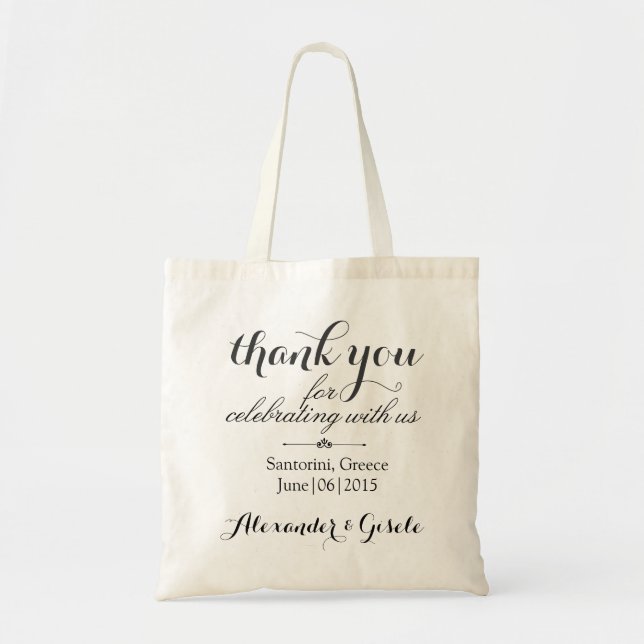 Classy Wedding Thank You Party Favor Tote Bag (Front)