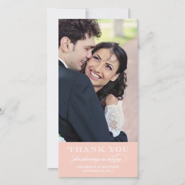 Classy Wedding Thank You Photo Card (Front)