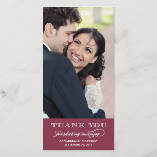 Classy Wedding Thank You Photo Card