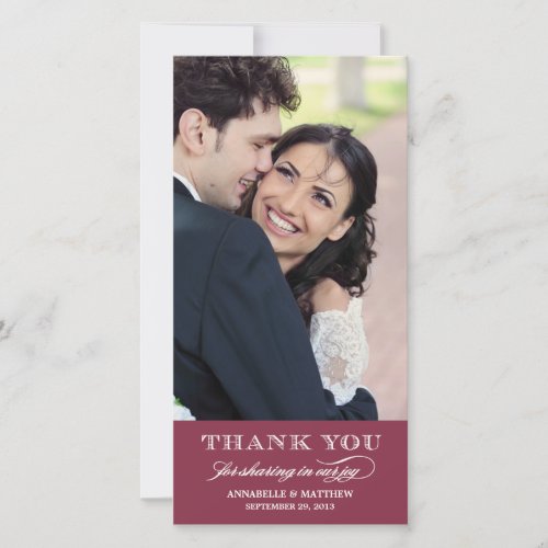 Classy Wedding Thank You Photo Card