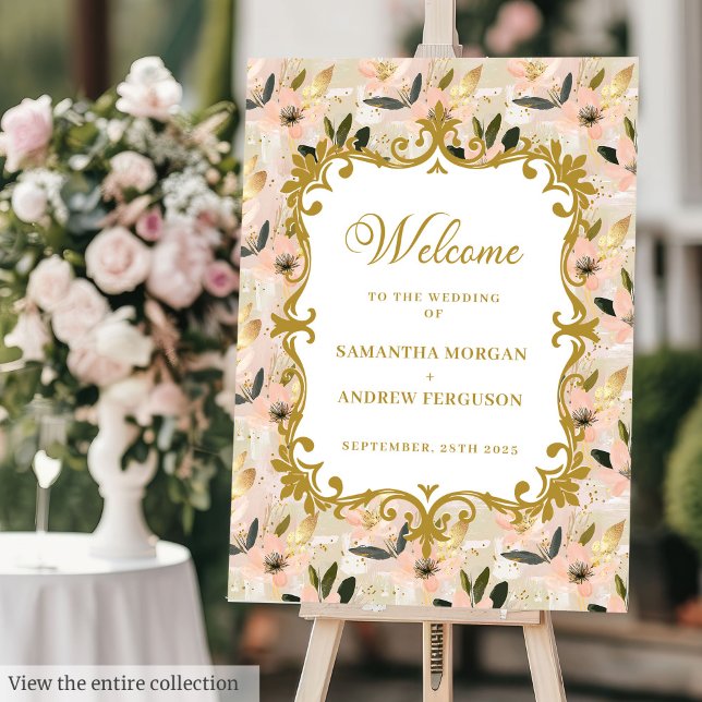 Classy Wedding Welcome Sign Blush Gold Theme (Classy Wedding Welcome Sign Blush Gold Theme)