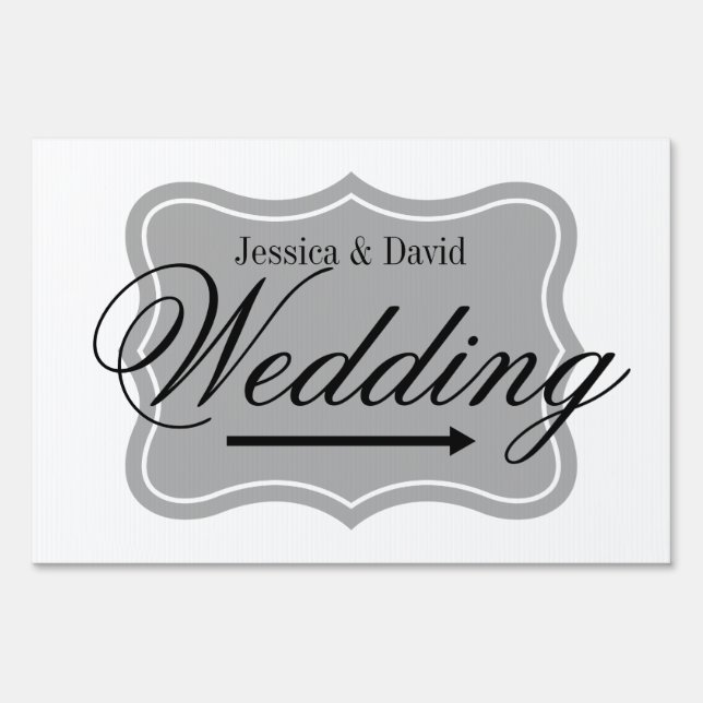 Classy wedding yard sign for directing guests (Front)