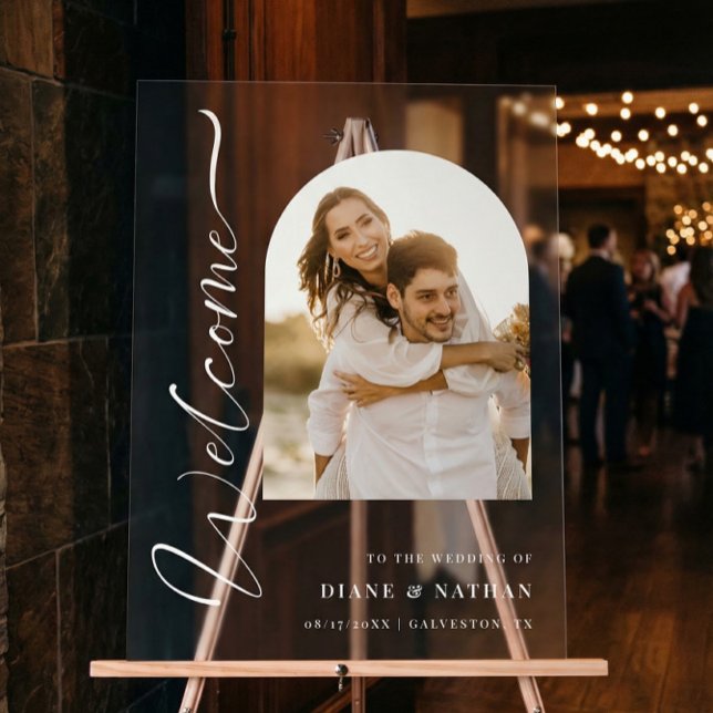 Classy Welcome to the Wedding Custom Photo Sign  (Creator Uploaded)