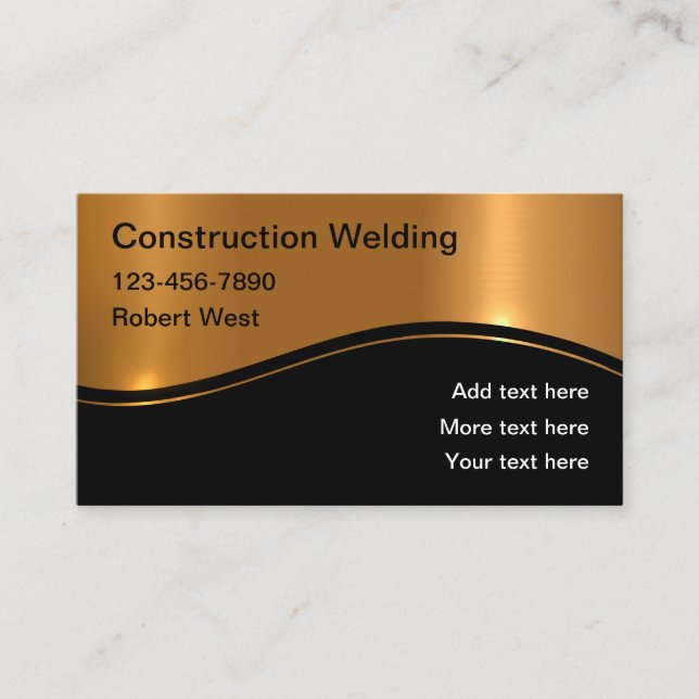Classy Welding Construction Business Cards (Front)