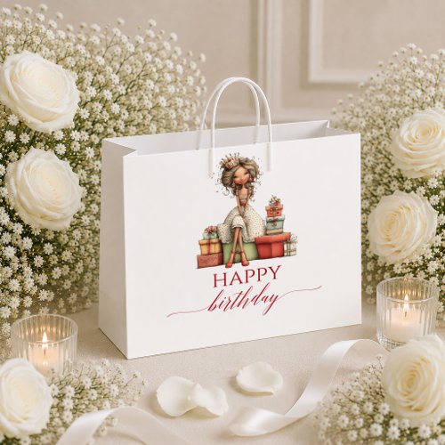 Classy Whimsical Woman Burgundy Script gift bag