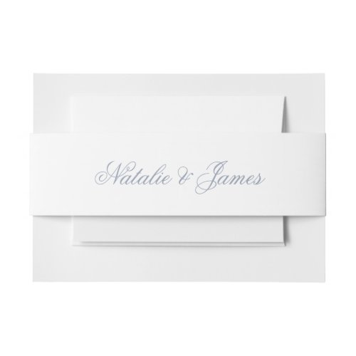 Classy Whimsy Dusty Blue Old Money Boho Wedding Invitation Belly Band