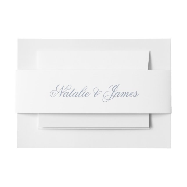 Classy Whimsy Dusty Blue Old Money Boho Wedding Invitation Belly Band (Front Example)