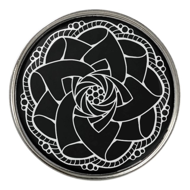 Classy White and Black Mandala Divot Tool (Detail)