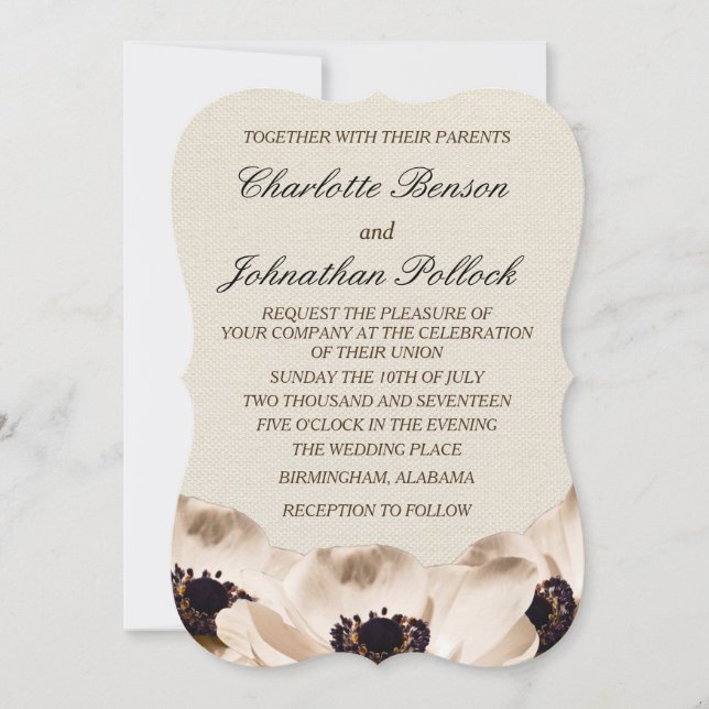 Classy White Anemone Flowers Wedding Save The Date (Front)