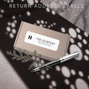 Classy white black modern return address label