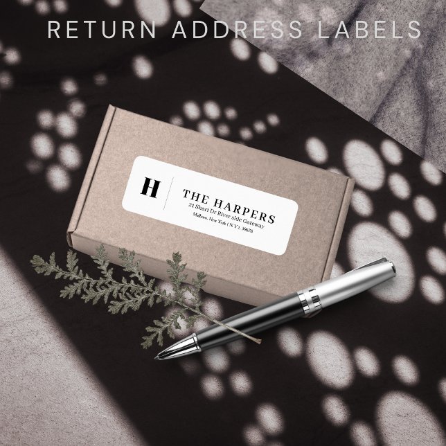  Classy white black modern return address label (Creator Uploaded)