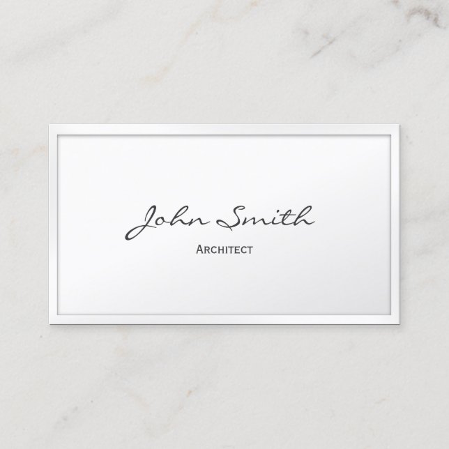 Classy White Border Architect Business Card (Front)