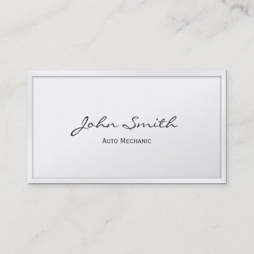 Classy White Border Auto Mechanic Business Card