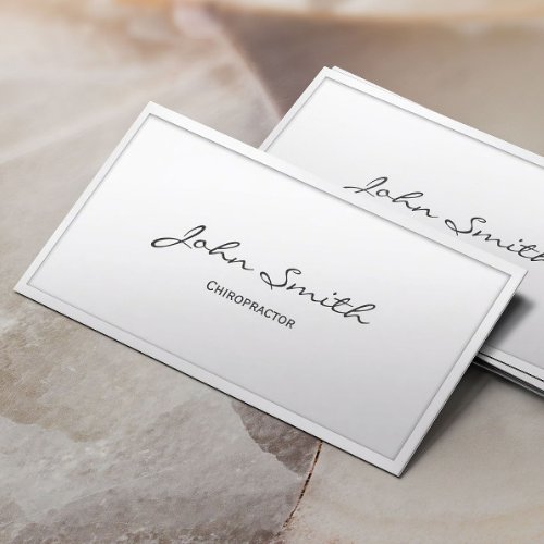 Classy White Border Chiropractor Chiropractic Business Card