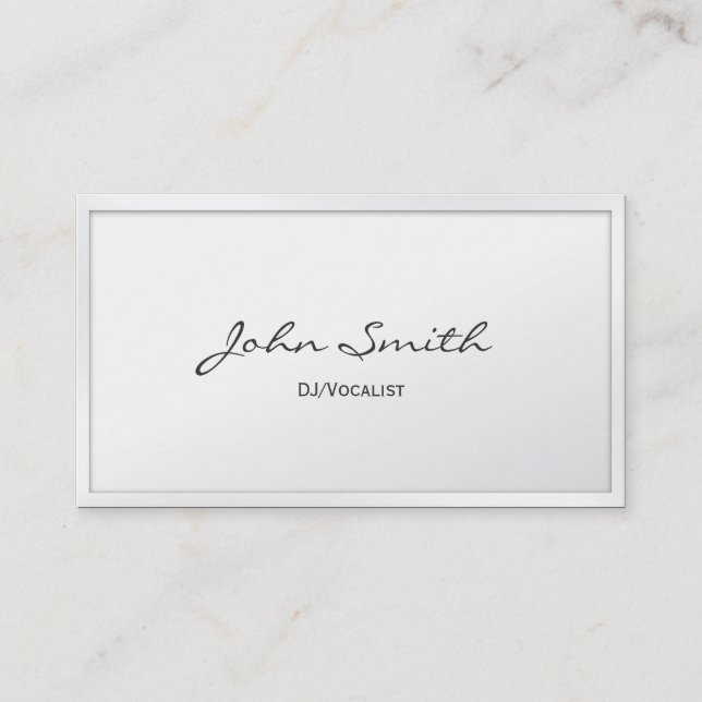 Classy White Border DJ Music Business Card (Front)