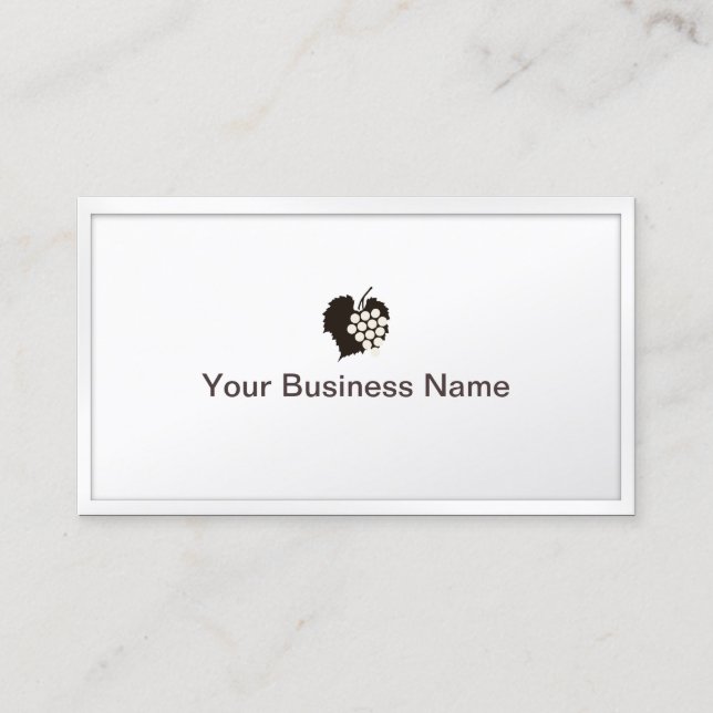 Classy White Border Grapes Winery Business Card (Front)