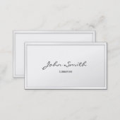 Classy White Border Librarian Business Card (Front/Back)