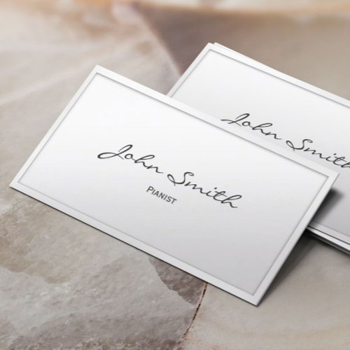 Classy White Border Pianist Business Card