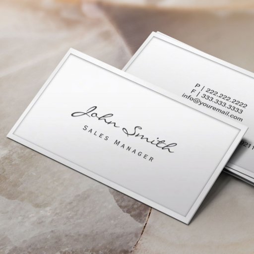 Customizable Classy White Border Sales Manager Business Card