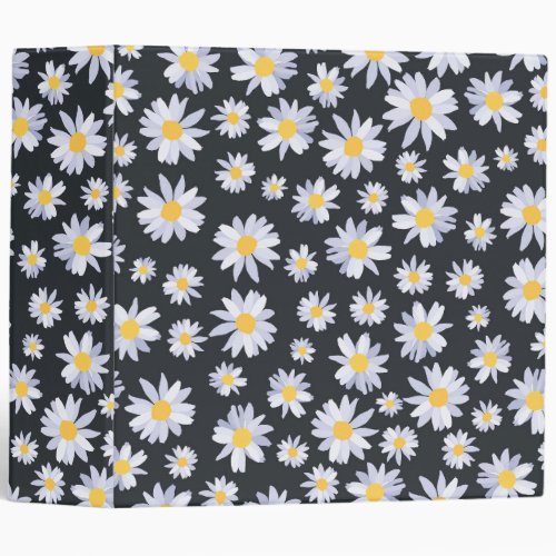 Classy White Daisy Flowers Botanical 3 Ring Binder