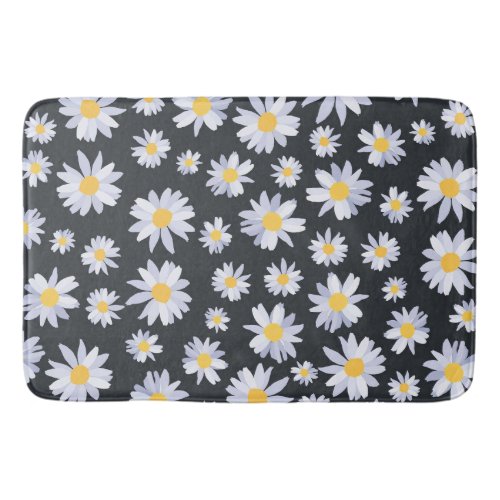 Classy White Daisy Flowers Botanical Bath Mat