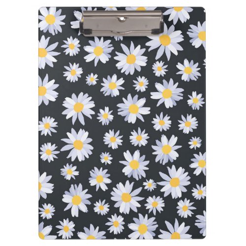 Classy White Daisy Flowers Botanical Clipboard