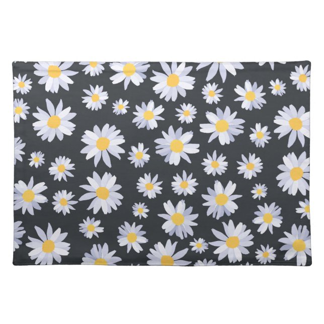 Classy White Daisy Flowers Botanical Cloth Placemat (Front)