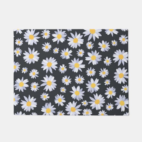 Classy White Daisy Flowers Botanical Doormat