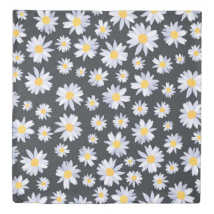 Classy White Daisy Flowers Botanical Duvet Cover