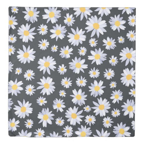 Classy White Daisy Flowers Botanical Duvet Cover