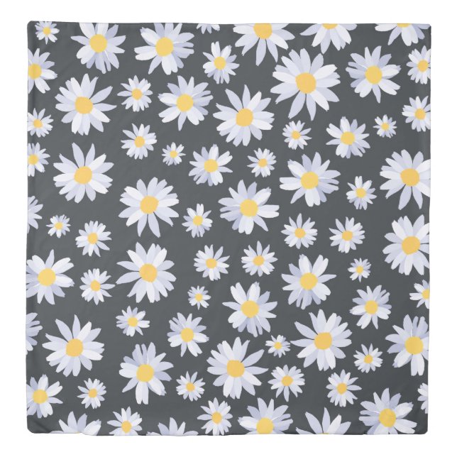 Classy White Daisy Flowers Botanical Duvet Cover (Front)