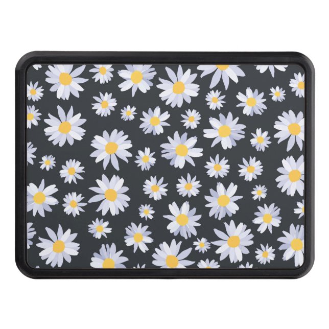 Classy White Daisy Flowers Botanical Hitch Cover (Front)
