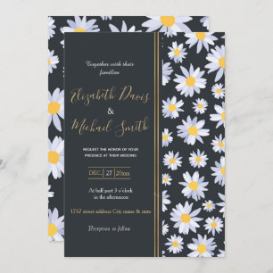Classy White Daisy Flowers Botanical Invitation